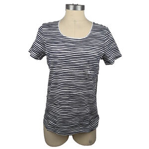 Karen Scott Striped Scoop-Neck Top Intrepid Blue Women's Size S Short Sleeve